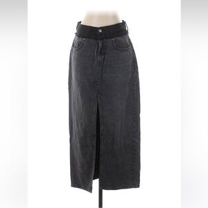 Abercrombie & Fitch Black and Gray High Rise Denim Skirt